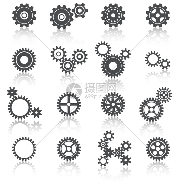 抽象技术齿轮齿轮图标矢量插图图片