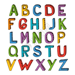 烟草与心脏·素描手绘三维彩色字母与舱口菱形心脏装饰字体字母孤立