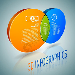 抽象3D圆圈商业信息元素与标题标题数据标签矢量插图图片