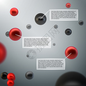 抽象三维球体原子气泡信息元素与数据标签矢量插图图片