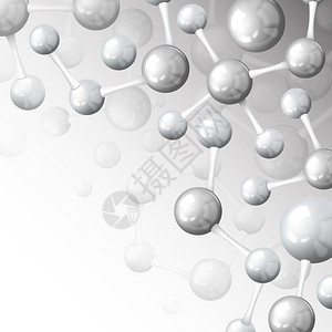 三维原子结构分子模型灰色背景壁纸矢量插图插画