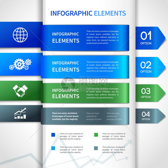 抽象纸业务信息布局元素的选项选择标题与图标矢量插图图片