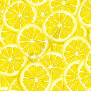 无缝撕裂多汁切片柠檬图案背景矢量插图图片