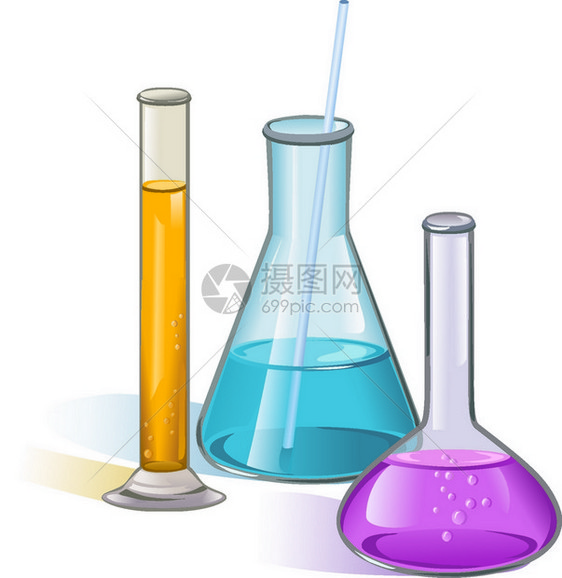 实验室套瓶璃器皿与管软木矢量插图图片