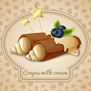 奶油甜点包店标志食品烹饪图标的背景矢量插图图片