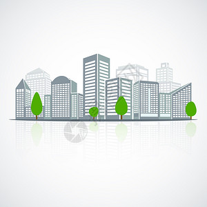 现代城市天际线建筑景观摩天大楼办公室物业矢量插图图片