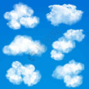 蓝天与白色夏云自然天气气象背景矢量插图图片