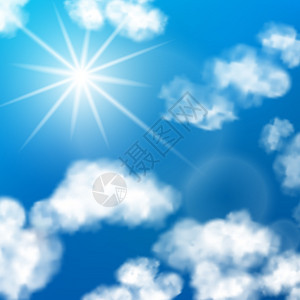 明亮的蓝天与白色的夏季蓬松云背景矢量插图图片