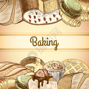 烘焙糕点分类包蛋糕食品海报模板矢量插图高清图片