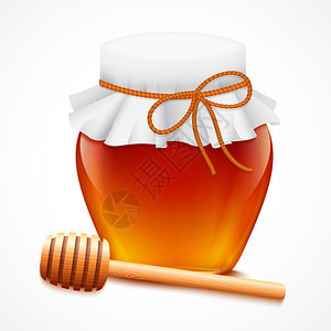 甜天然蜜蜂蜂蜜璃罐与北斗七星标志矢量插图图片