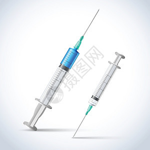 现实注射疫苗注射器,医学保健标志矢量插图图片