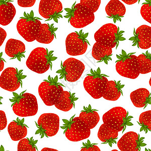 天然新鲜机花园草莓无缝图案矢量插图图片