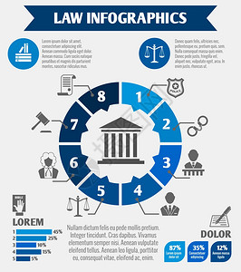 互联网法院法律司法信息图表与立法要素矢量插图插画