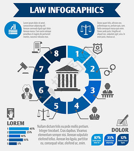 法律司法信息图表与立法要素矢量插图背景图片