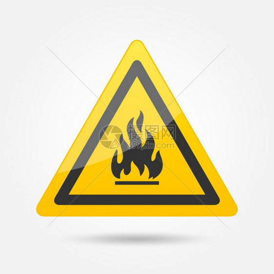 火灾注意危险符号图标标志隔离白色背景矢量插图上图片