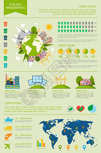 生态环保能源世界信息图集与图表矢量插图图片