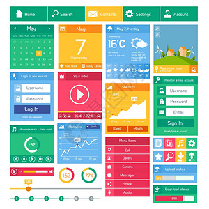 平用户界模板互联网应用程序布局元素矢量图图片