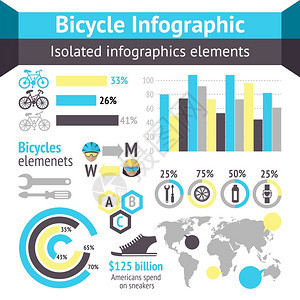 自行车运动健身信息图元素与图表矢量插图图片