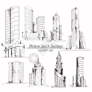 现代三维城市建筑与建筑元素等距孤立矢量图图片