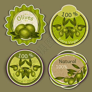 机天然食品特级初榨橄榄油标签孤立矢量插图图片