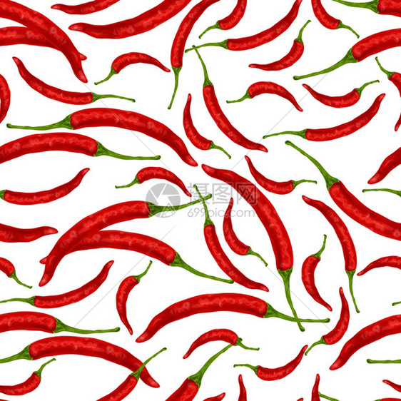 蔬菜机食品红辣椒无缝图案矢量图图片