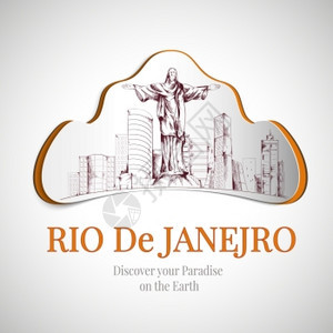 里约热内卢发现地球天堂城市标志与基督救世主雕像矢量插图图片