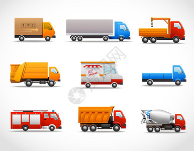 现实卡车卡车运输货车自动孤立矢量插图图片