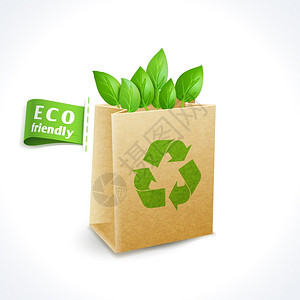 生态废物全球环境回收标志纸袋隔离白色背景矢量插图图片