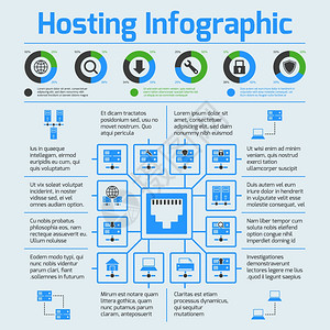 托管计算机网络互联网技术信息图集矢量图图片