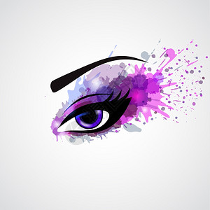 灰色化妆眼紫罗兰色为时尚美容矢量插图图片