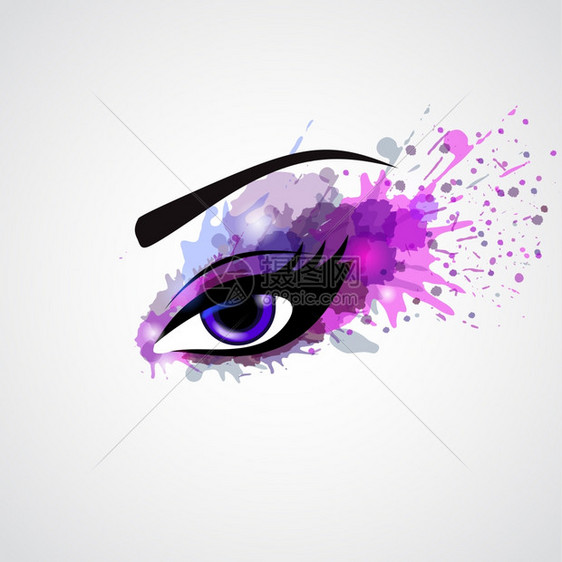 灰色化妆眼紫罗兰色为时尚美容矢量插图图片