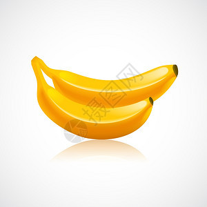 香蕉水果图标与反射光泽风格矢量插图图片