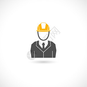 工程师建筑工人橙色头盔帽子隔离图标矢量插图图片