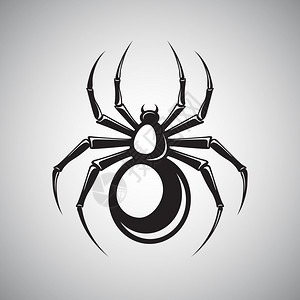 黑色幽灵蜘蛛剪影昆虫分离白色背景标志矢量插图图片