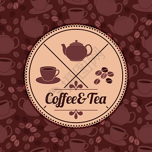 餐厅咖啡厅菜单模板与咖啡茶章背景矢量插图图片