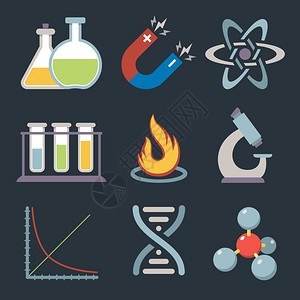 物理科学设备教学学教育图标矢量插图图片