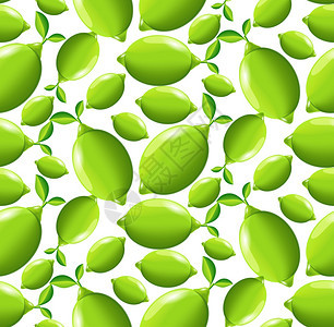 绿色成熟新鲜水果石灰无缝图案矢量插图图片