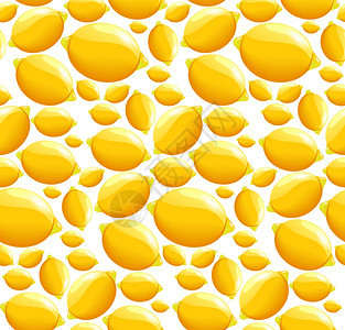 成熟新鲜天然机水果柑橘柠檬无缝图案矢量图图片