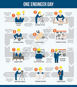 名工程师制造施工日信息图与箭头矢量插图图片