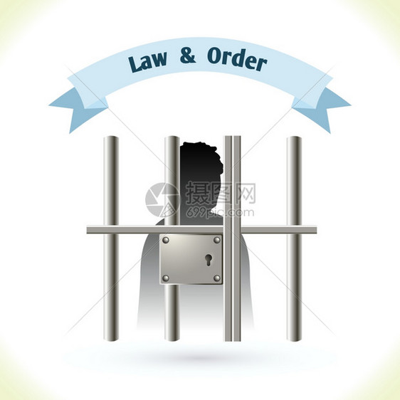 法律图标囚犯剪影监狱隔离白色背景矢量插图图片