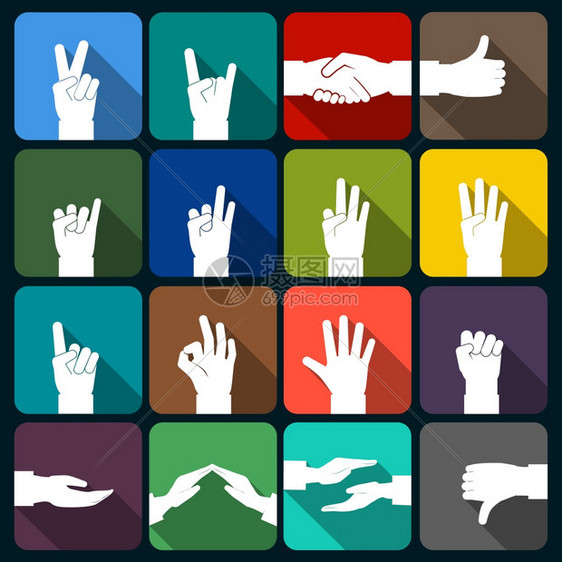 人的手表情信号手势图标平矢量插图图片