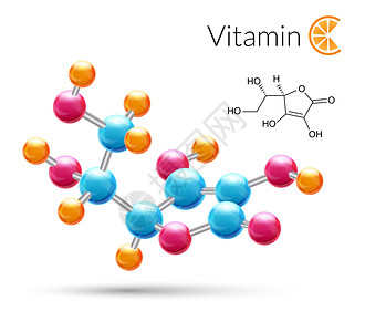 维生素C三维分子化学科学原子结构海报矢量图图片
