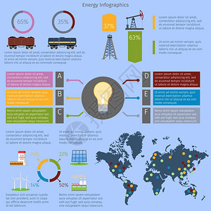 能源环境信息集与图表世界矢量插图图片