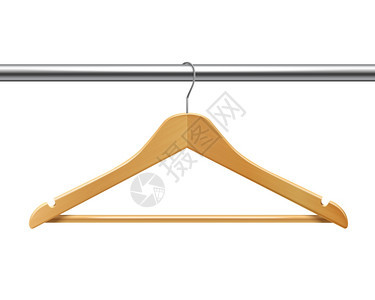 衣架木吊架管子上的夹克,裤子,三维矢量插图背景图片