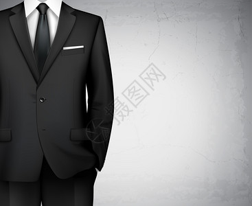 黑色现代风格商务人士经典办公套装背景与衬衫领带矢量插图图片