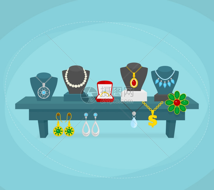 珠宝店展示与银金婚礼珠宝矢量插图插画图片下载正版图片300954151摄图网