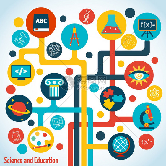 科学区域标志树枝信息矢量插图图片