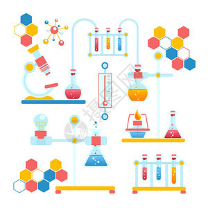 科学研究化学教育实验室设备科学研究信息集矢量插图图片