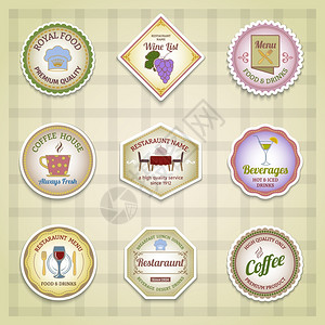 餐厅菜单皇家食品优质食品饮料标签颜色孤立矢量插图图片