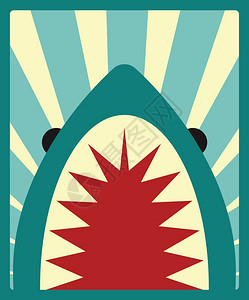 鲨鱼海报,矢量插图背景图片
